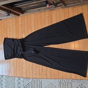 Jr: Blu Heaven Strapless Wide-Leg Ruched Belted Jumpsuit